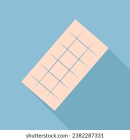 Chocolate sign. Unbleached silk Icon with very long shadow at dark sky blue background. Illustration.
