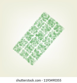 Chocolate sign. Vector. Green hexagon rastered icon and noised opacity and size at light green background with central light.