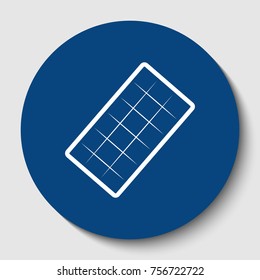 Chocolate sign. Vector. White contour icon in dark cerulean circle at white background. Isolated.