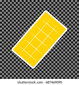 Chocolate sign. Vector. Yellow icon with white contour on dark transparent background.