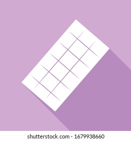 Chocolate sign. White Icon with long shadow at purple background. Illustration.