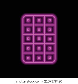 Chocolate simple icon, vector. Flat desing. Purple neon on black background.ai