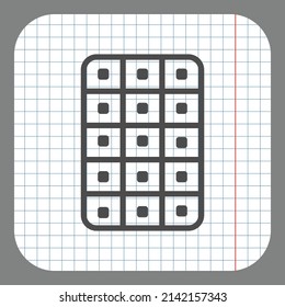 Chocolate simple icon, vector. Flat desing. On graph paper. Grey background.ai