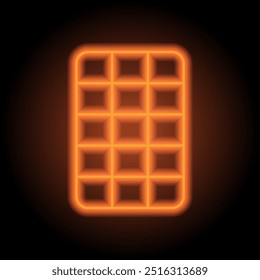 Vetor de ícone simples de chocolate. Design plano. Néon laranja no fundo preto.ai
