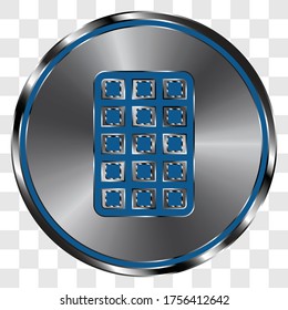 Chocolate simple icon, vector on metal round button. Transparent grid