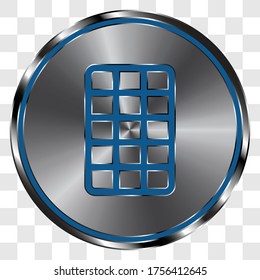 Chocolate simple icon vector on metal round button. Transparent grid