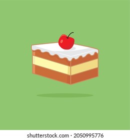 Ilustración vectorial de rebanada de chocolate. Decoración de pastelería de crema para las fiestas