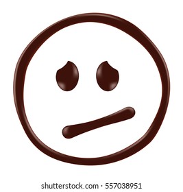 Chocolate smiley face on white background, realistic vector illustration