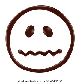 Chocolate smiley face on white background, realistic vector illustration