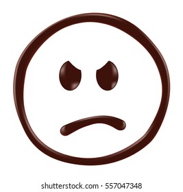 Chocolate smiley face on white background, realistic vector illustration