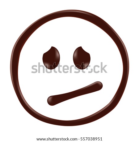 Chocolate smiley face on white background, realistic vector illustration