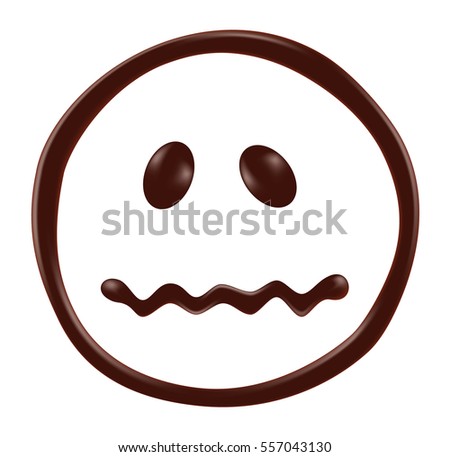Chocolate smiley face on white background, realistic vector illustration