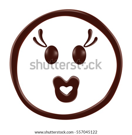 Chocolate smiley face on white background, realistic vector illustration