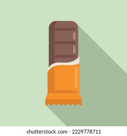 Chocolate snack bar icon flat vector. Granola food. Healthy energy