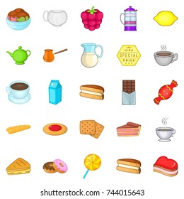 Chocolate snack icons set. Cartoon set of 25 chocolate snack vector icons for web isolated on white background