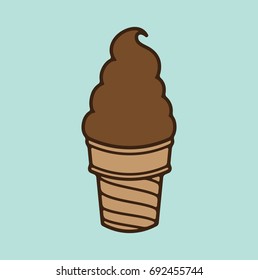 Chocolate Soft Serve Ice Cream Cone simple vintage