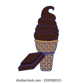 chocolate soft serve icon over white background, vector illustration