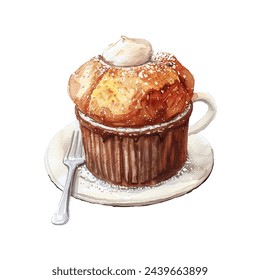 chocolate souffle vector illustration in watercolour style