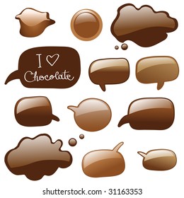 chocolate speech bubbles, chat or dialog bubbles, vector isolated