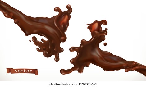 Chocolate splash. 3d realistic vector