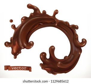 Chocolate splash 3d realistic vector