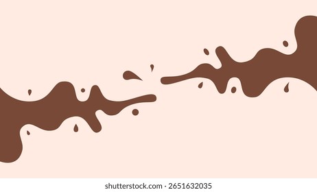 Chocolate Splash Background Vect.or. Minimalist chocolate splash background with abstract liquid shapes on a light beige backdrop. vector illustration