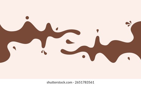 Chocolate Splash Background Vect.or. Minimalist chocolate splash background with abstract liquid shapes on a light beige backdrop. vector illustration