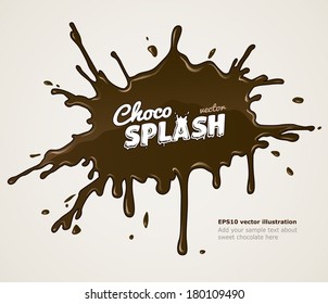 Chocolate splash blot with drops and blot. Eps10 vector illustration