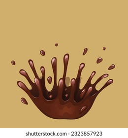 Chocolate splash brush isolated on white background.