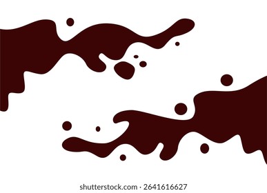 Chocolate splash in cartoon style set isolated elements Bundle of sweet dark chocolate melt dessert
