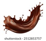 Chocolate splash with clipping path, 3D vector Illustration, Dark Chocolate splash or Syrup Flowing,  