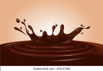 Chocolate splash. Editable vector image.