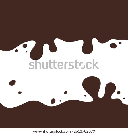 Chocolate splash. Header separator, abstract organic flat drops, streaks, vector illustration. Uneven, arbitrary shape of the liquid, spots. An element for decoration, banner, web page, label, website