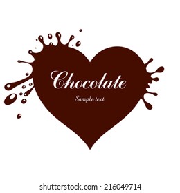 Chocolate splash heart. Vector illustration. 