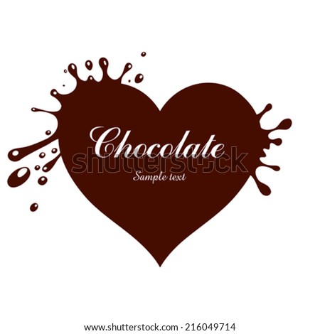 Chocolate splash heart. Vector illustration. 