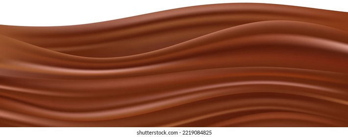 Chocolate splash. Horizontal waving border. Sweet flow