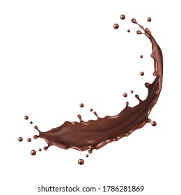 Chocolate Splash Isolated On White Background, Vector Illustration