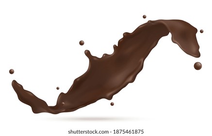 Chocolate splash isolated on  white background. Vector illustration