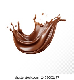 Chocolate splash isolated on white background. Realistic vector illustration.