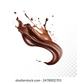 Chocolate splash isolated on white background. Realistic vector illustration.