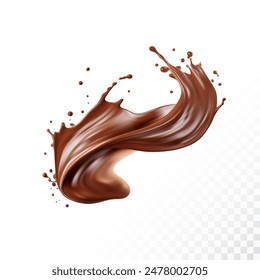 Chocolate splash isolated on white background. Realistic vector illustration.