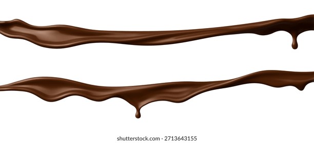 Chapoteo del chocolate aislado en el fondo blanco. Ilustración vectorial