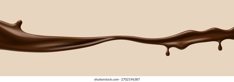 Chapoteo de chocolate. Onda de chocolate líquido. Ilustración vectorial