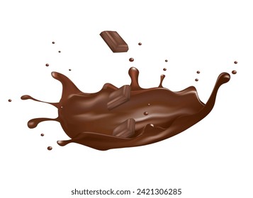 Schokoladenssplash auf weißem Hintergrund. Vektorgrafik