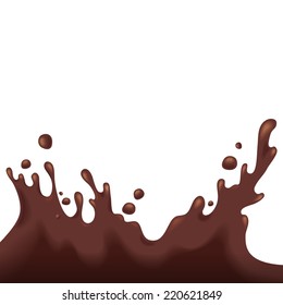 Chocolate salpicado sobre fondo blanco