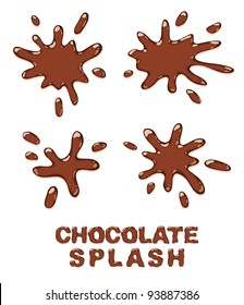 Chocolate splash set. Vector illustration.