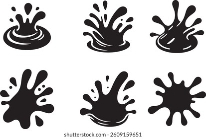 Chocolate Splash Silhouette Vector Illustration Set