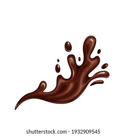 Chocolate splash vector illustration. Hot chocolate, cacao or coffee splash with drops, blobs icon.