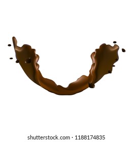 Chocolate Splash Vector Isolated on White - Realistic Illustration