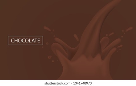 Chocolate splashes for design uses isolated on brown background in 3d illustration 